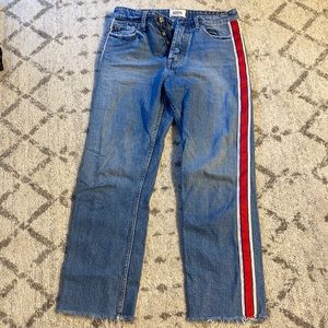 CUTE ZARA JEANS WITH RED STRIPE